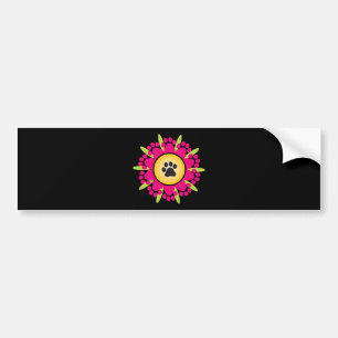 Paw Prints Flower Bumper Sticker