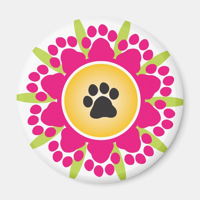 Paw Prints Flower Magnet (Front)