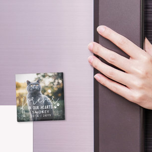 Paw Prints Forever In Our Hearts Cat Photo Magnet
