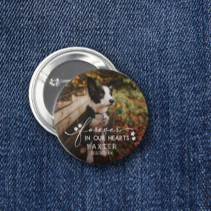 Paw Prints Forever In Our Hearts Pet Photo 6 Cm Round Badge
