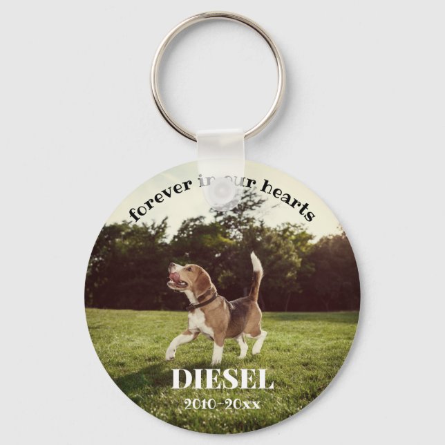 Paw Prints Forever In Our Hearts Pet Photo Key Rin Key Ring (Front)