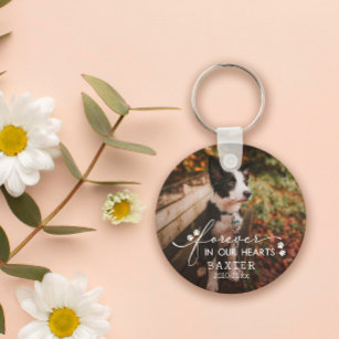 Paw Prints Forever In Our Hearts Pet Photo Key Ring