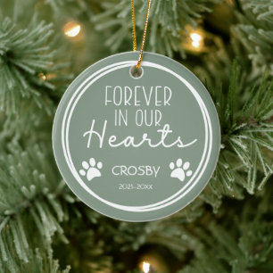 Paw Prints Forever in Our Hearts Photo Ceramic Tree Decoration