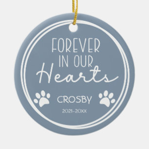 Paw Prints Forever in Our Hearts Photo   Ceramic Tree Decoration