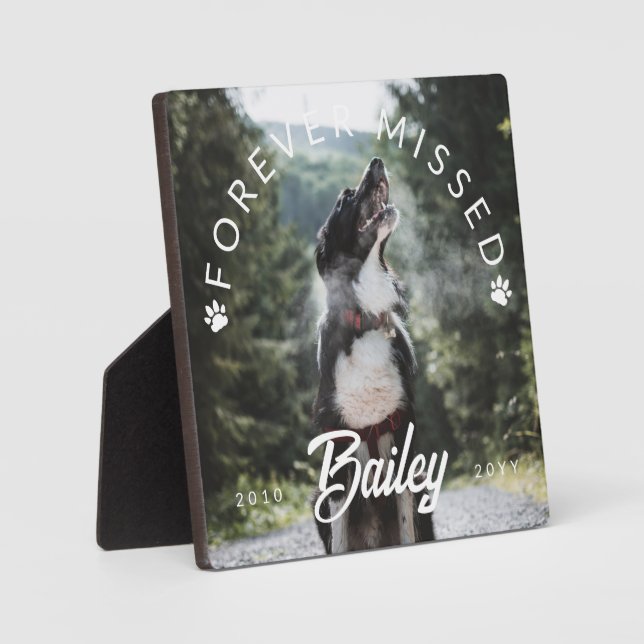 Paw Prints Forever Missed Pet Photo Plaque (Front)