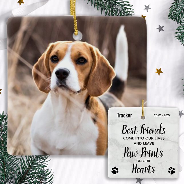 Paw Prints Forever Personalised Photo Pet Memorial Ceramic Ornament (Creator Uploaded)