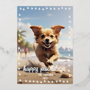 Paw Prints Frame Custom Pet Photo Foil Holiday Car