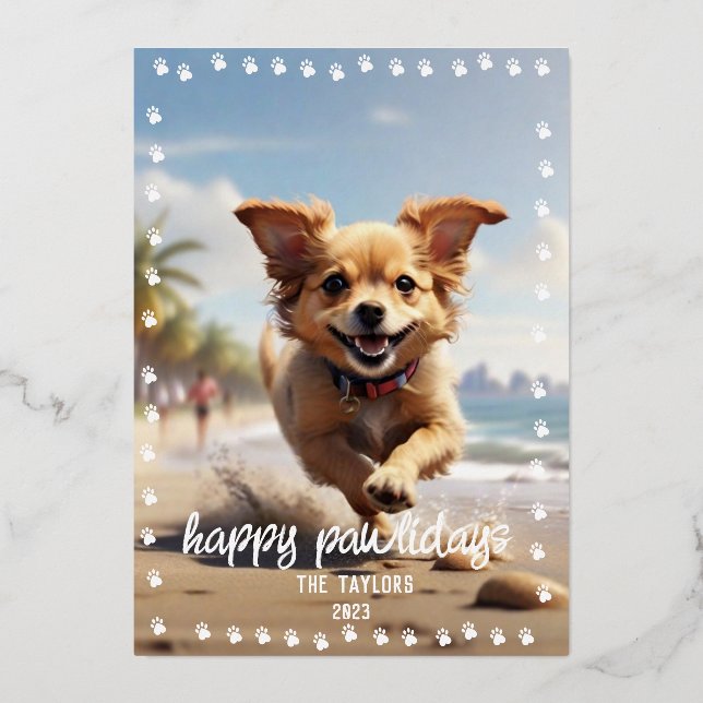 Paw Prints Frame Custom Pet Photo Foil Holiday Car (Front)