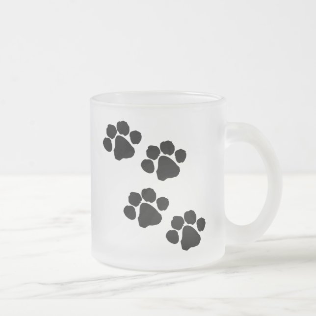 Paw Prints Frosted Glass Coffee Mug (Right)