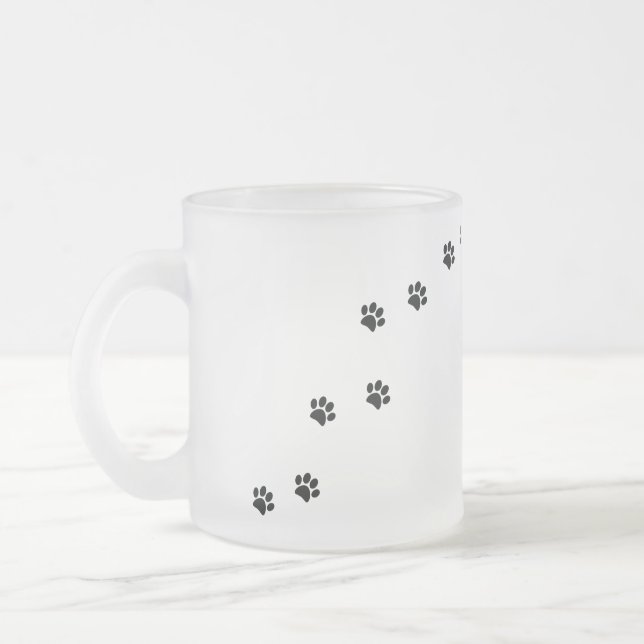 Paw Prints Frosted Glass Coffee Mug (Left)