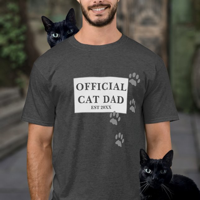 Paw Prints Funny Official Cat Dad Custom Year Mens T-Shirt (Creator Uploaded)