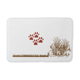 "Paw Prints & Grass Corner Bathmat – Playful Natur