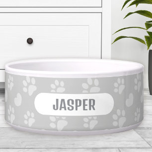 Paw Prints Heart Pattern Grey Name Pet Dog