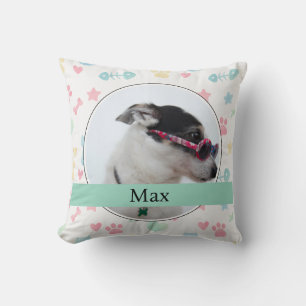 Paw Prints & Hearts Custom Dog Photo  Cushion