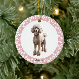 Paw Prints Hearts Frame Custom Pet Memorial Ceramic Tree Decoration