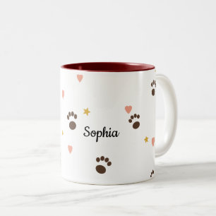 Paw Prints & Hearts Personalised Mug