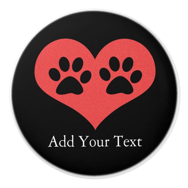 Paw Prints In My Heart by Shirley Taylor Ceramic Knob (Front)