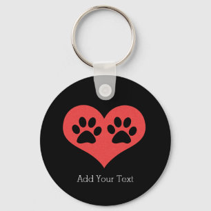 Paw Prints In My Heart by Shirley Taylor Key Ring