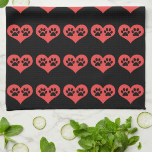 Paw Prints In My Heart by Shirley Taylor Tea Towel