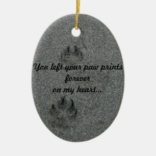Paw Prints in the Sand Pet Memorial Ceramic Tree Decoration