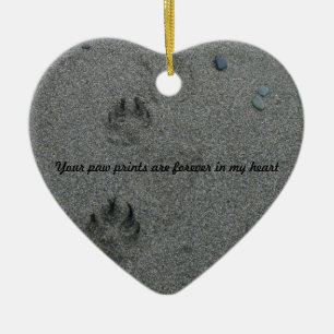 Paw Prints in the Sand Pet Memorial Ceramic Tree Decoration