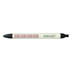 Paw prints light green Personalised name Black Ink Pen