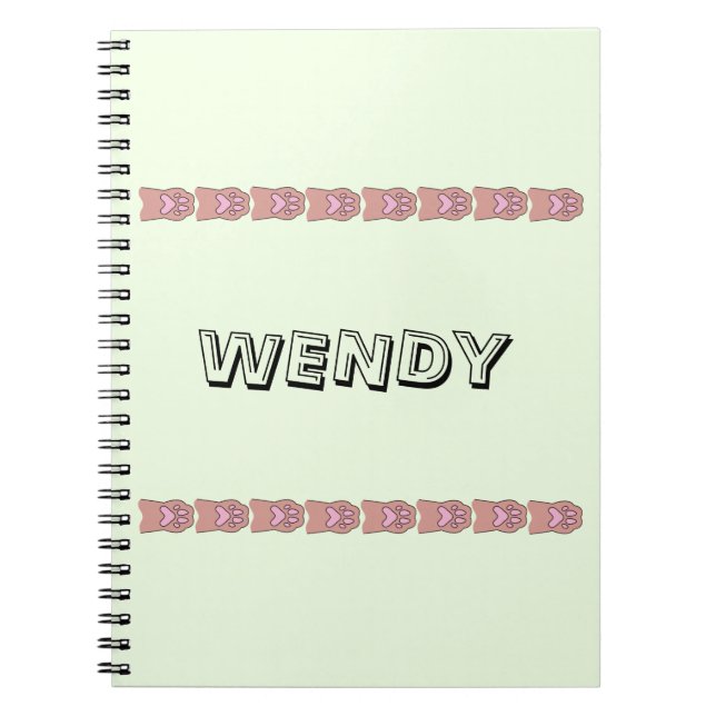 Paw prints light green Personalised name Notebook (Front)
