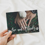 Paw Prints Love & Thanks | Thank You Photo Card<br><div class="desc">White Love and Thanks Script Paw Prints Photo Thank You Card with Beige Kraft Paper Print on the Back. Perfect for weddings,  birthdays,  graduations and other events.</div>