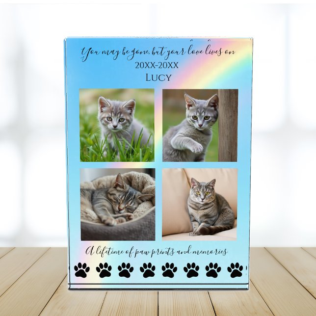 Paw Prints & Memories-Rainbow Cat Memorial- Photo Block (Paw Prints & Memories-Rainbow Cat Memorial- Photo Block )
