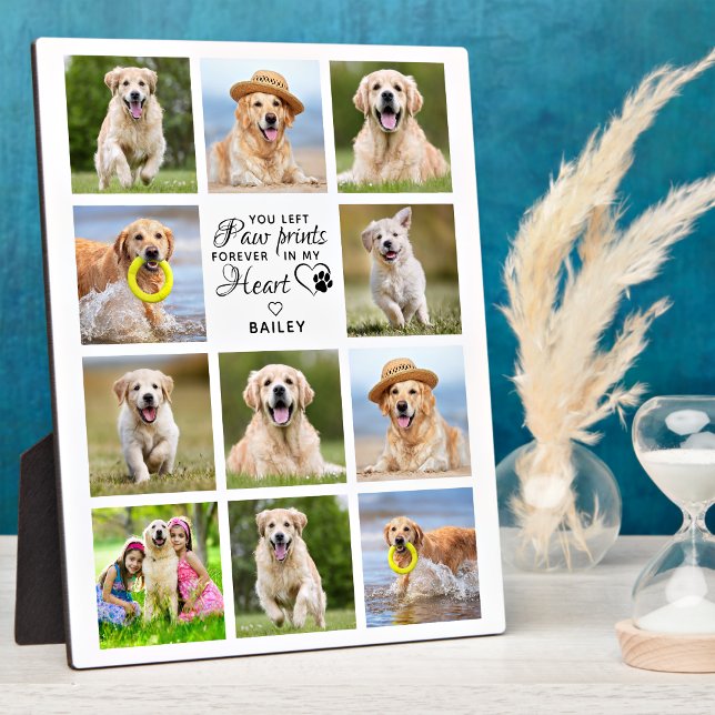 Paw Prints My Heart Pet Memorial 11 Photo Collage  Plaque (Creator Uploaded)