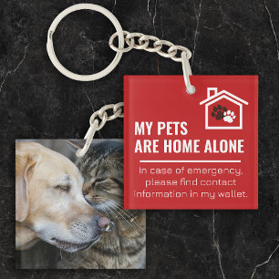 Paw Prints My Pets Are Home Alone with Photo Key Ring