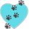  Paw Prints on Aqua Heart Design Contour Sticker