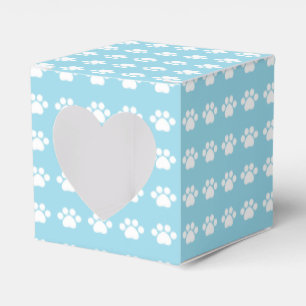 Paw Prints on Blue Background Favour Box