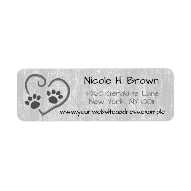 Paw Prints On Heart Mailing Address & Website (Front)