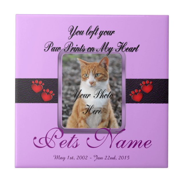 Paw Prints on My Heart - Mauve Tile (Front)