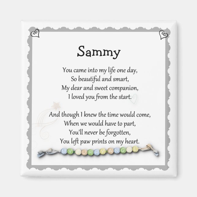 Paw prints on my heart pet loss magnet (Front)