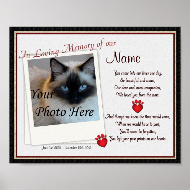Paw Prints on My Heart Pet Memorial - Dog Cat (Front)