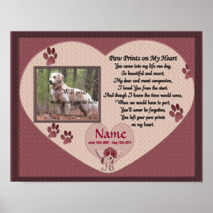 Paw Prints on My Heart - Pink Dog Memorial