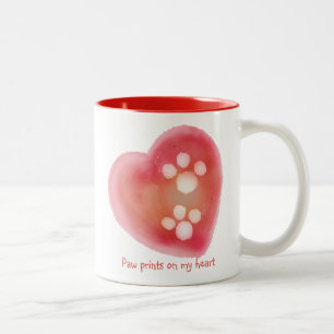 Paw Prints On My Heart Two-Tone Coffee Mug