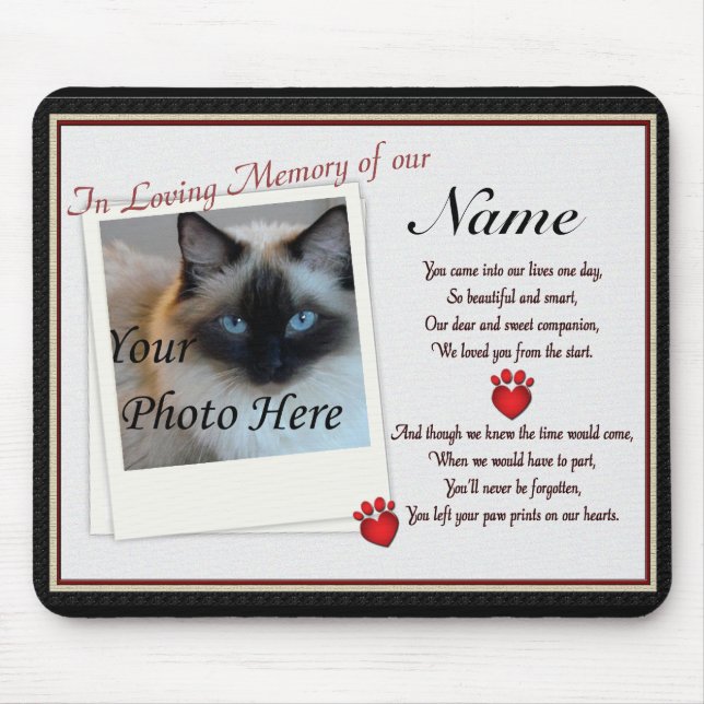Paw Prints on Our Hearts Pet Memorial Mouse Mat (Front)