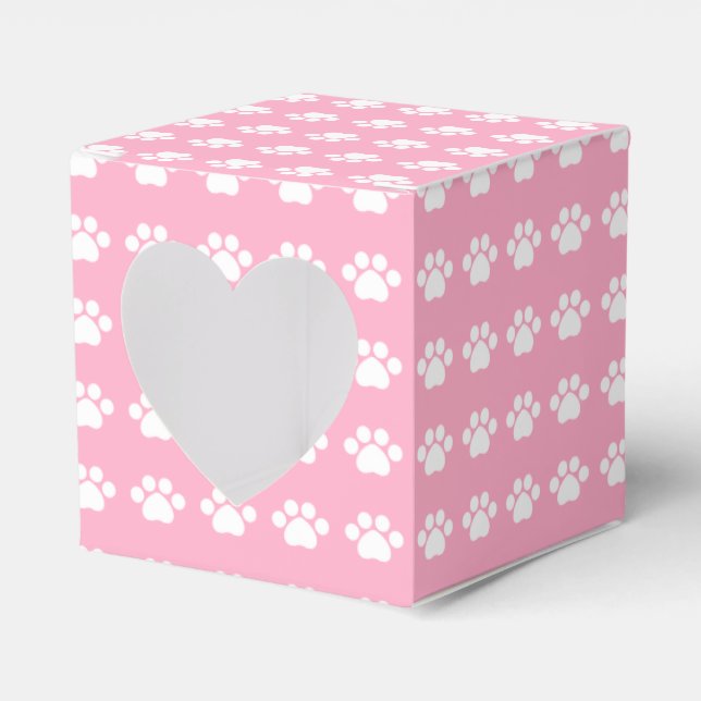 Paw Prints on Pink Background Favour Box (Front Side)