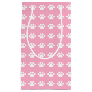 Paw Prints on Pink Background Small Gift Bag