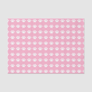 Paw Prints on Pink Background Tissue Paper