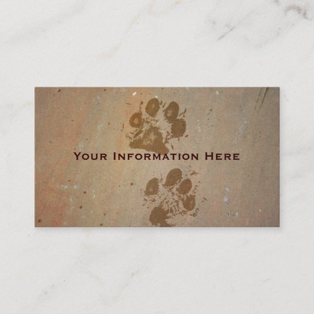 Paw Prints on Stone Business Cards (Front)