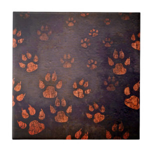Paw Prints On the Floor Copper Brown    Tile