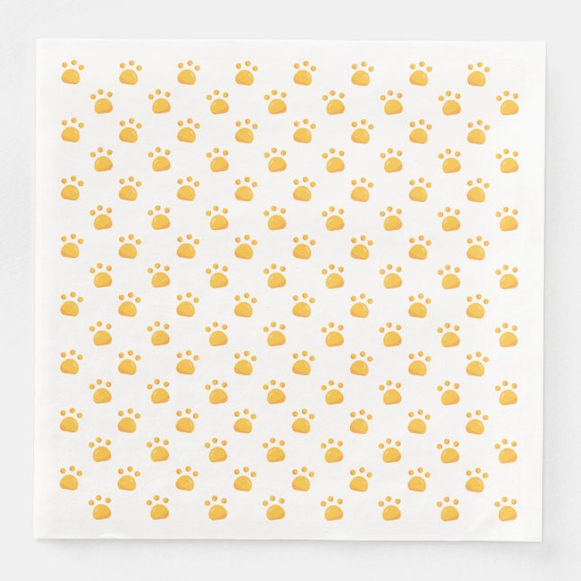 Paw Prints Pattern | Yellow-Orange Napkin (Front)