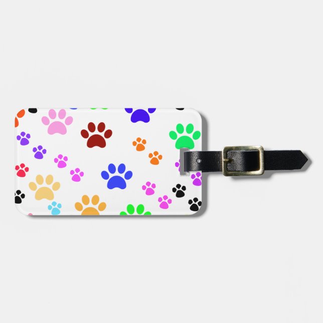 Paw Prints, Personalise Luggage Tags (Front Horizontal)