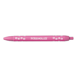 Paw Prints Personalise PINK Template Pen