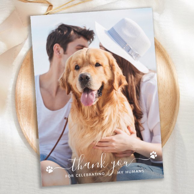 Paw Prints Personalised Pet Photo Dog Wedding Thank You Card (Creator Uploaded)
