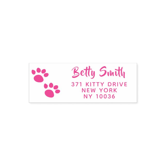 Paw Prints Personalised Return Address Self-inking Stamp (Design)